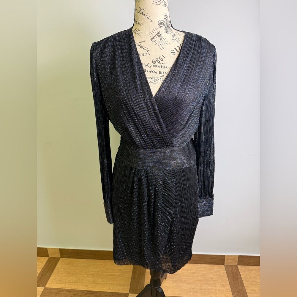 THE KOOPLES 
Metallic Tulip Skirt Mini Dress - Dark Navy Size 3=Size L =Size 8